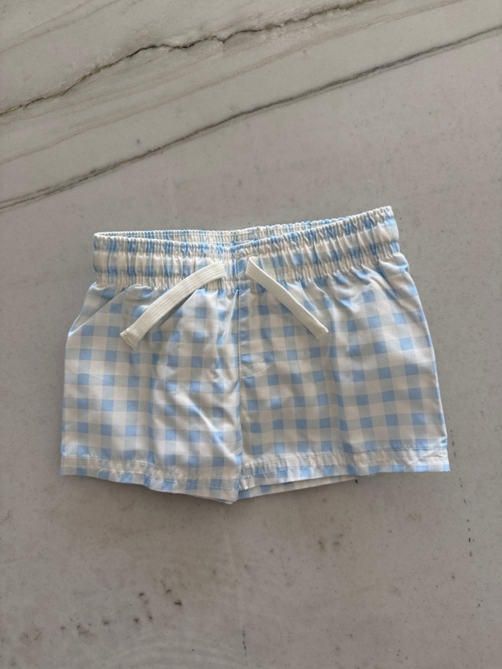 Baby Blue Gingham Swim Shorts